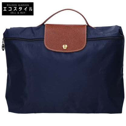 Longchamp ロンシャン ネイビー ナイロン×レザー ルプリアージュ ブリーフバッグ ビジネスバッグ ブリーフケース