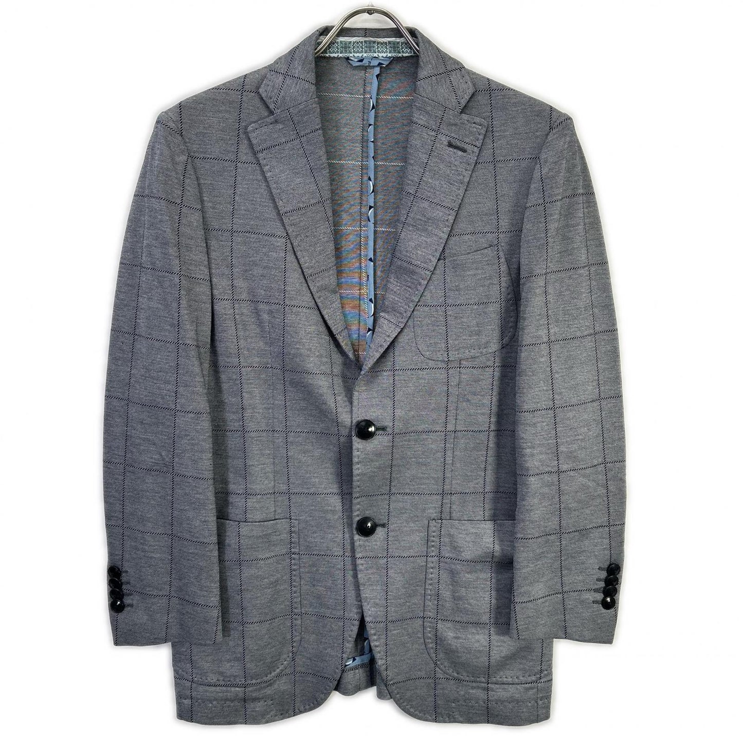 ETRO エトロ グレー チェック柄 NUOVO JERSEY チェック2Bテーラードジャケット ジャケット