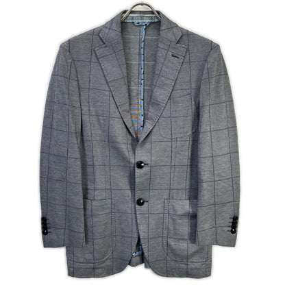 ETRO エトロ グレー チェック柄 NUOVO JERSEY チェック2Bテーラードジャケット ジャケット