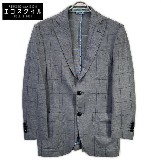 ETRO エトロ グレー チェック柄 NUOVO JERSEY チェック2Bテーラードジャケット ジャケット