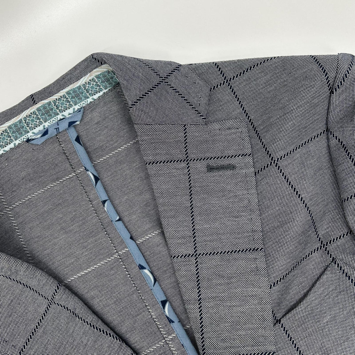 ETRO エトロ グレー チェック柄 NUOVO JERSEY チェック2Bテーラードジャケット ジャケット