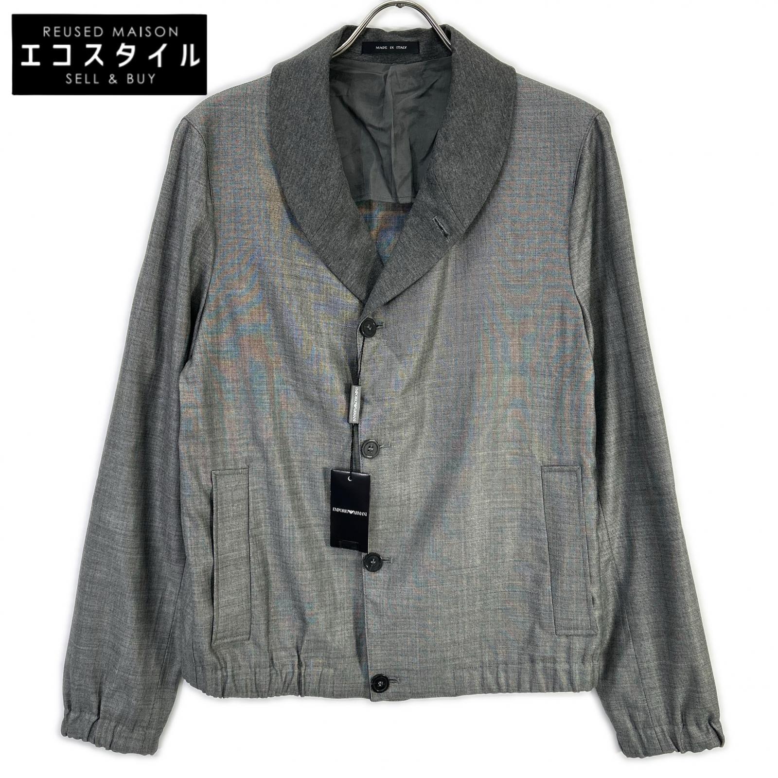 EMPORIOARMANI エンポリオアルマーニ T1R520 グレー ショールカラー ウールシルクジャケット ジャケット