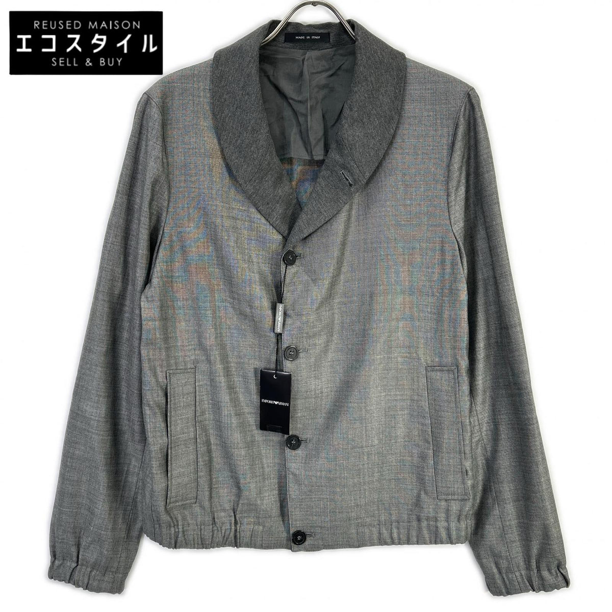 EMPORIOARMANI Emporio Armani T1R520 gray shawl-collar wool-silk jacket, jacket
