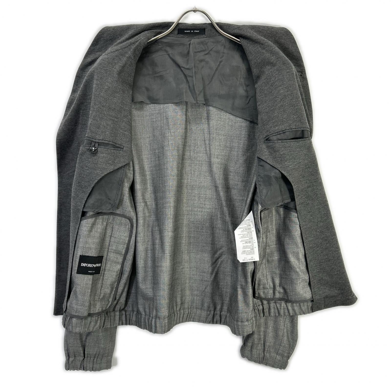 EMPORIOARMANI エンポリオアルマーニ T1R520 グレー ショールカラー ウールシルクジャケット ジャケット