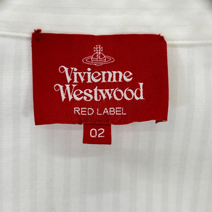 VivienneWestwoodRedLabel ヴィヴィアンウエストウッドレッドレーベル ホワイト シャドウストライプ オーブ ラウンドカラーロングスリーブシャツ トップス