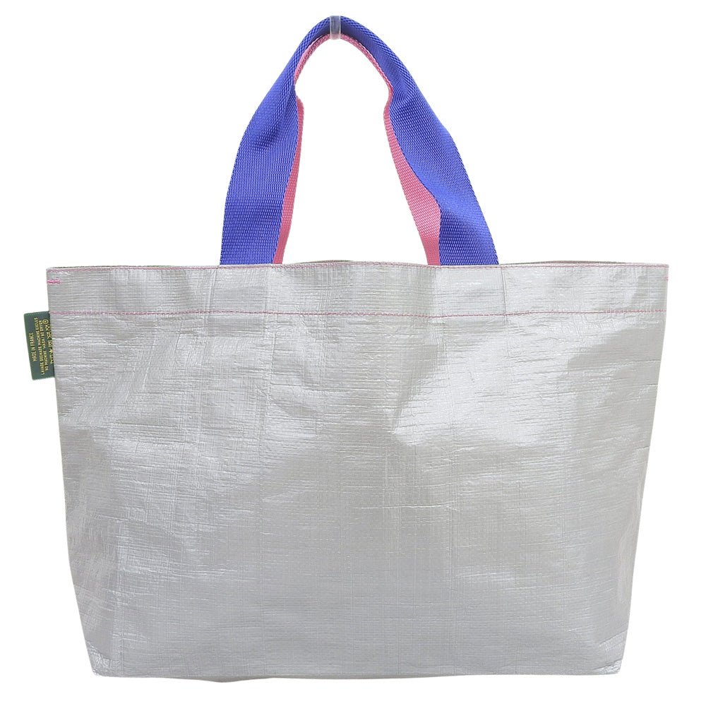 Herve Chapelier エルベシャプリエ 新品同様 マルシェバッグ トートバッグ レディース グレー×ピンク×ブルー 2012pp トートバッグ