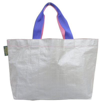 Herve Chapelier エルベシャプリエ 新品同様 マルシェバッグ トートバッグ レディース グレー×ピンク×ブルー 2012pp トートバッグ