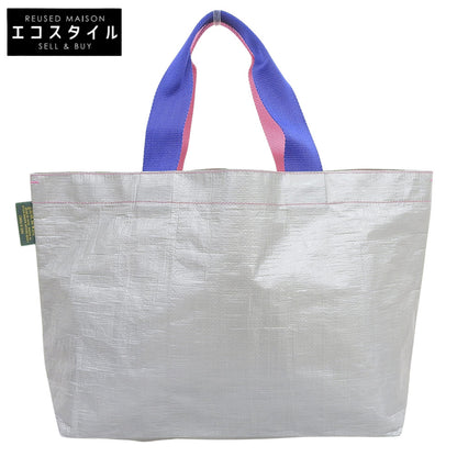 Herve Chapelier エルベシャプリエ 新品同様 マルシェバッグ トートバッグ レディース グレー×ピンク×ブルー 2012pp トートバッグ