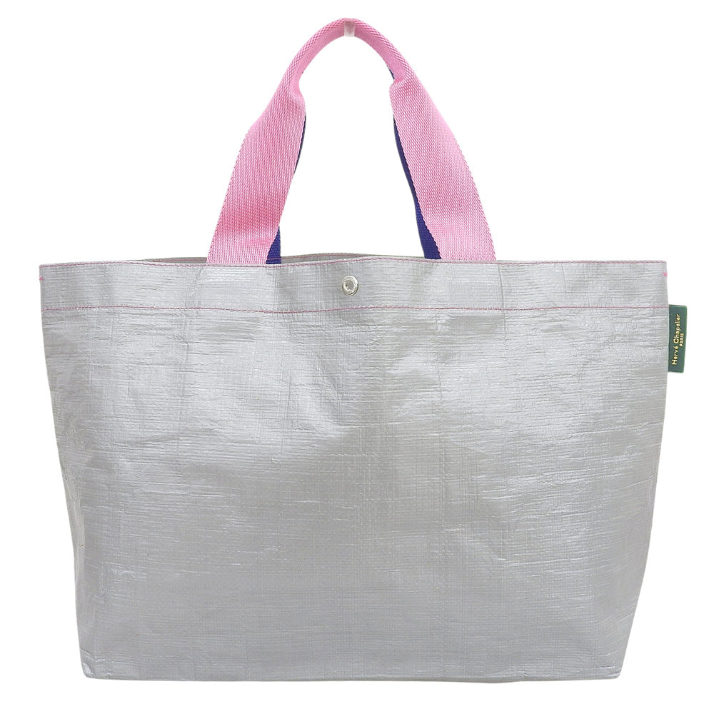 Herve Chapelier エルベシャプリエ 新品同様 マルシェバッグ トートバッグ レディース グレー×ピンク×ブルー 2012pp トートバッグ