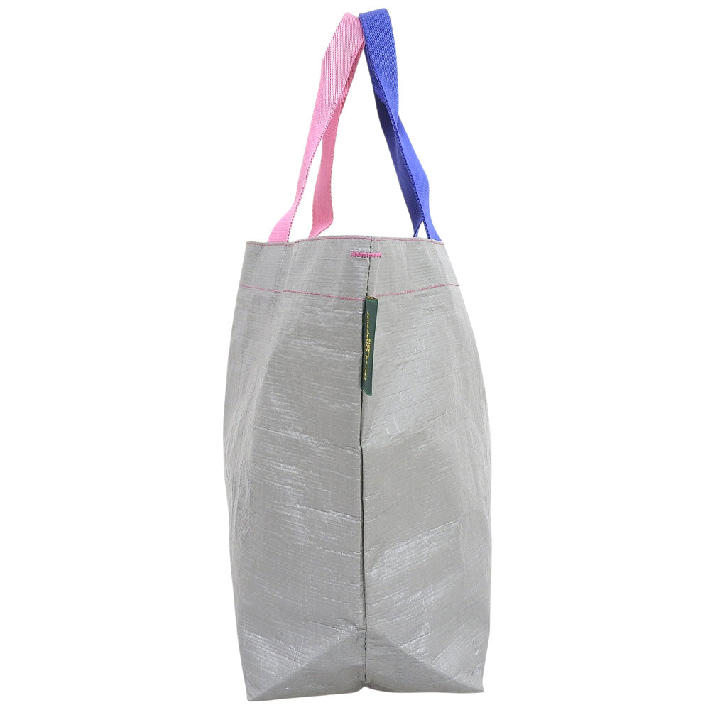 Herve Chapelier エルベシャプリエ 新品同様 マルシェバッグ トートバッグ レディース グレー×ピンク×ブルー 2012pp トートバッグ