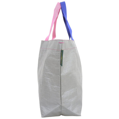 Herve Chapelier エルベシャプリエ 新品同様 マルシェバッグ トートバッグ レディース グレー×ピンク×ブルー 2012pp トートバッグ
