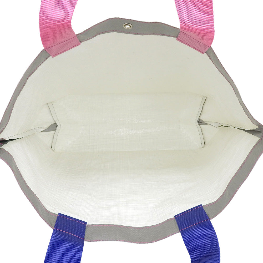 Herve Chapelier エルベシャプリエ 新品同様 マルシェバッグ トートバッグ レディース グレー×ピンク×ブルー 2012pp トートバッグ