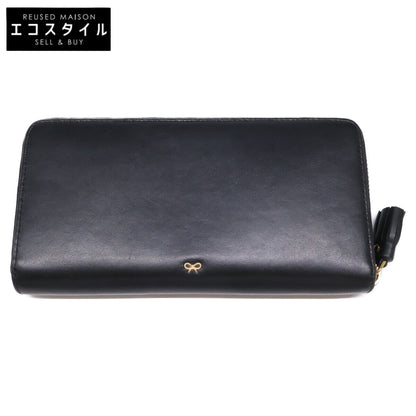 Anya Hindmarch アニヤ ハインドマーチ パンチングスマイリー ラウンドファスナー レザー ロングウォレット 長財布（小銭入れあり）