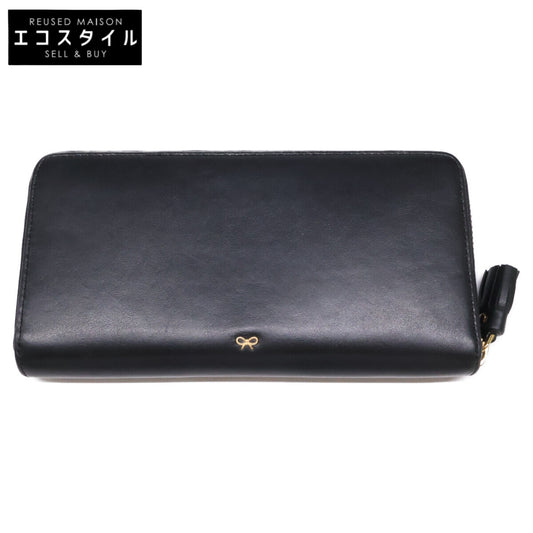 Anya Hindmarch アニヤ ハインドマーチ パンチングスマイリー ラウンドファスナー レザー ロングウォレット 長財布（小銭入れあり）