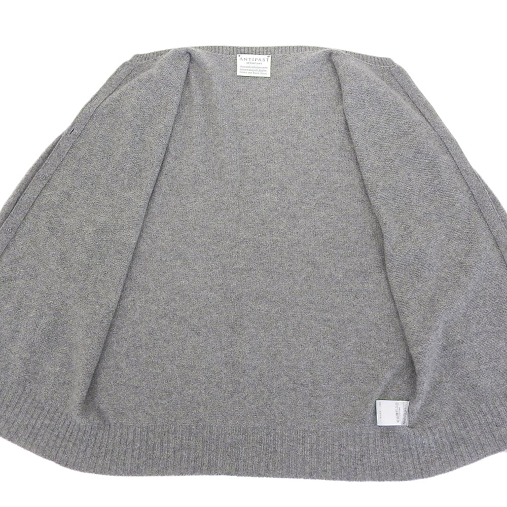 ANTIPAST アンティパスト 美品 比翼デザイン カシミヤ100% クルーネックカーディガン トップス レディース グレー トップス