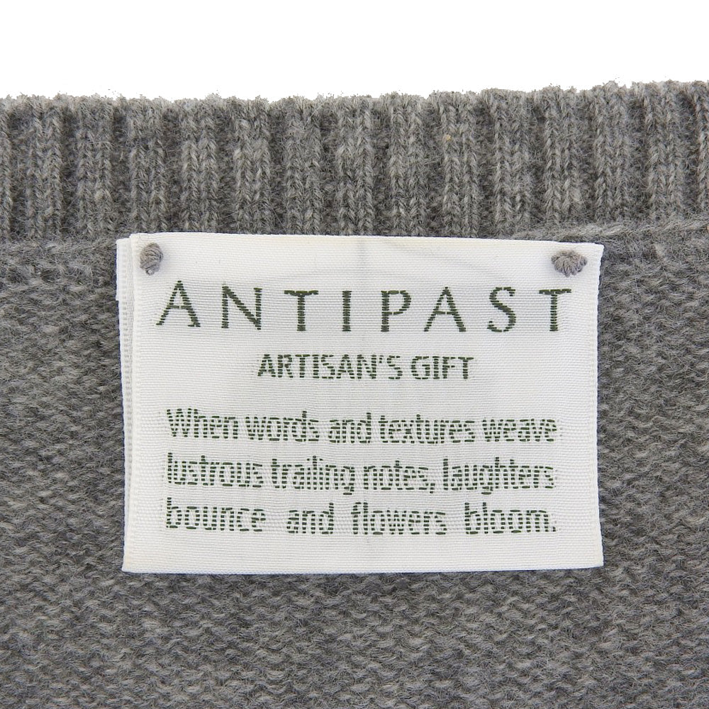 ANTIPAST アンティパスト 美品 比翼デザイン カシミヤ100% クルーネックカーディガン トップス レディース グレー トップス
