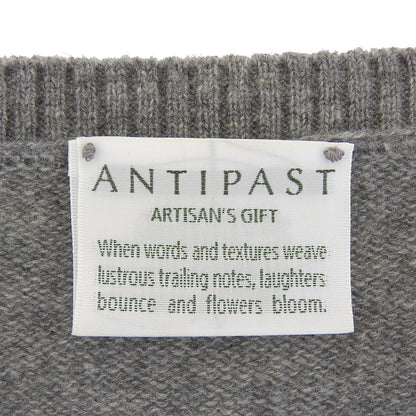 ANTIPAST アンティパスト 美品 比翼デザイン カシミヤ100% クルーネックカーディガン トップス レディース グレー トップス