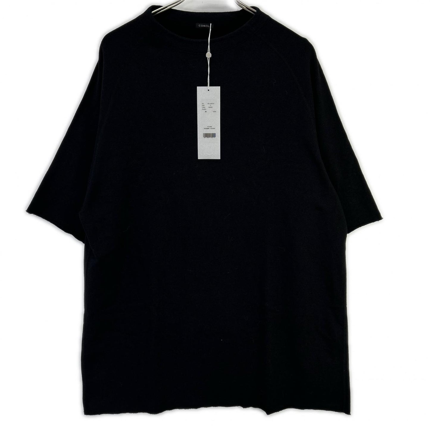 COMOLI コモリ D01-05019 ブラック LWコットン裏毛 半袖クルー トップス
