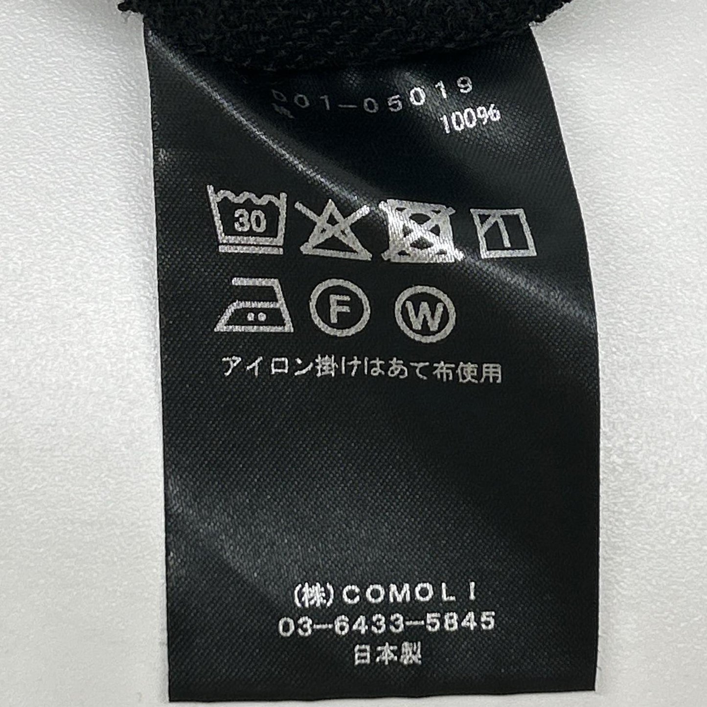 COMOLI コモリ D01-05019 ブラック LWコットン裏毛 半袖クルー トップス