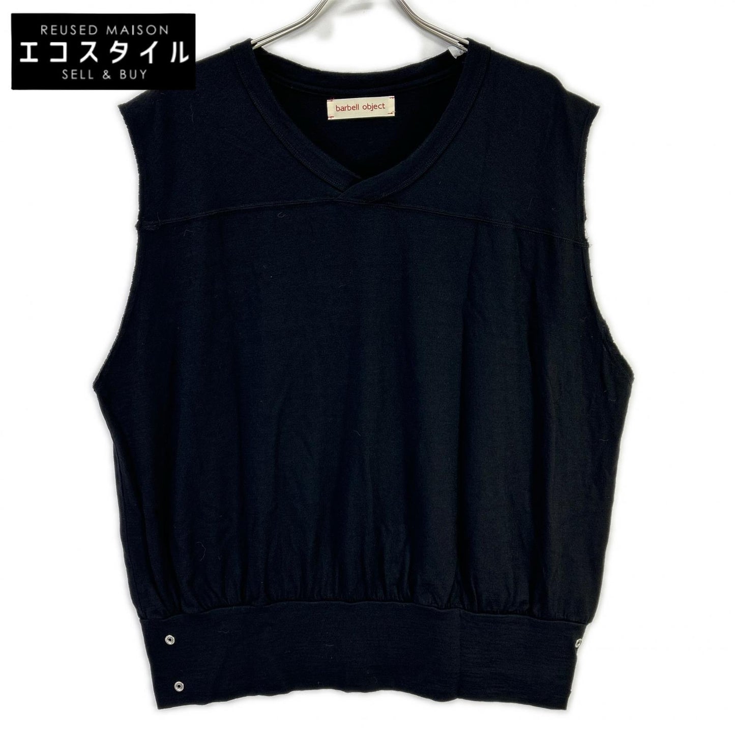 barbell object バーベルオブジェクト bo-04cn04 ブラック sw ns top カットオフデザイン ノースリーブカットソー トップス