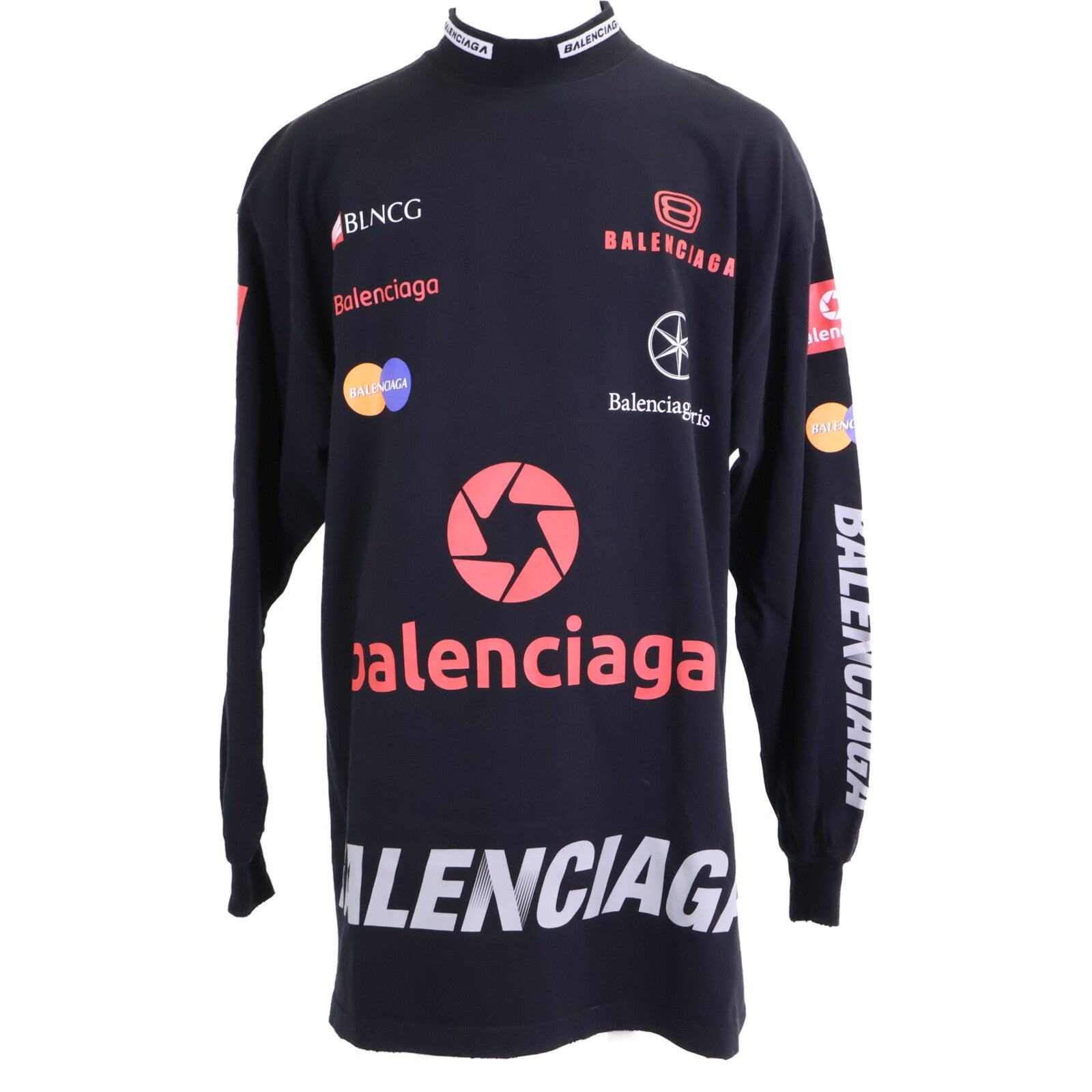 BALENCIAGA バレンシアガ 【新品同様/国内正規/23年製】767879 TPVE9 TOP LEAGUE L/S T-Shirt ダメージ加工 オーバーサイズ 長袖Tシャツ トップス