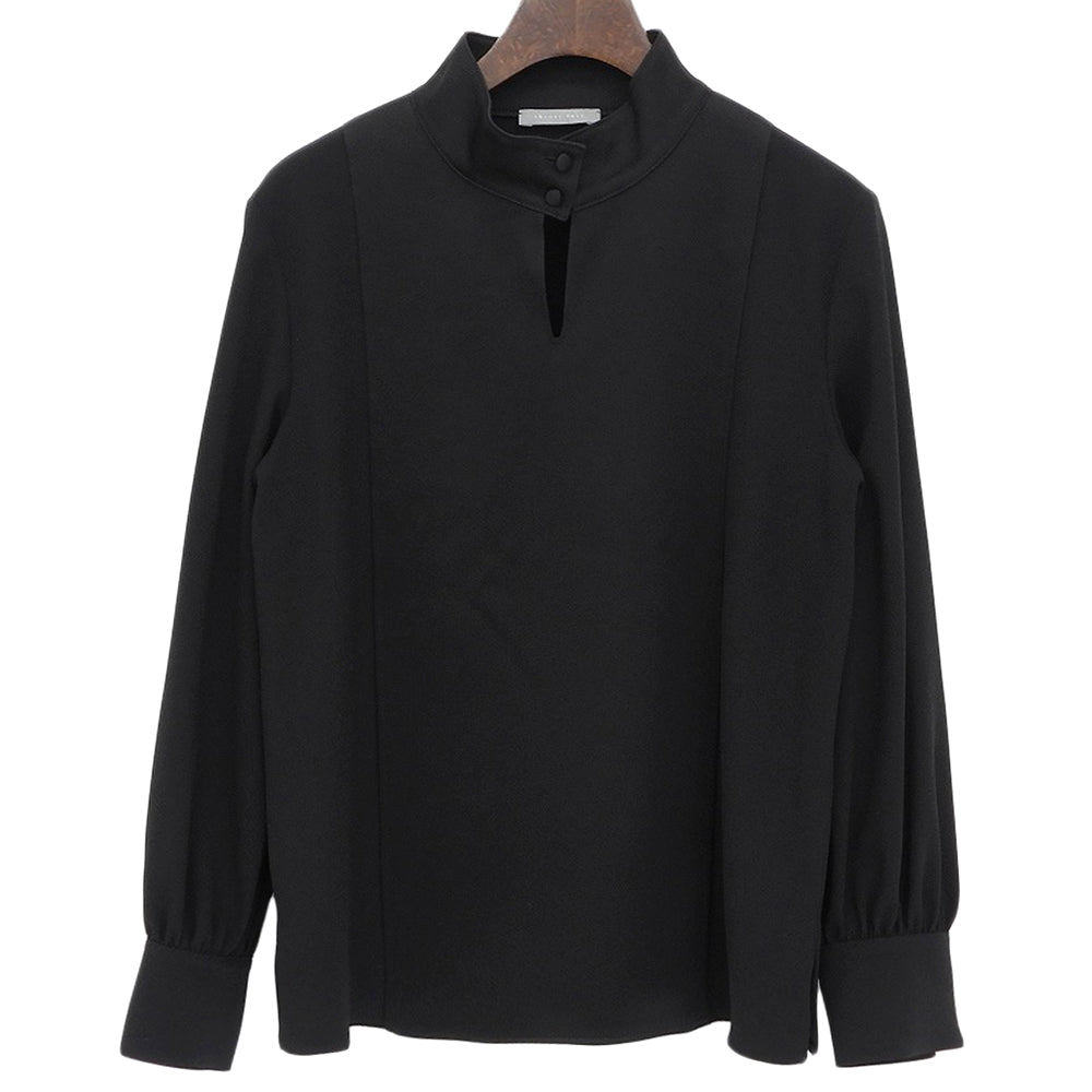 theory luxe セオリーリュクス 美品 トリアセテート混 スタンドカラー プルオーバー トップス レディース ブラック S32 03-5408255 25AW トップス