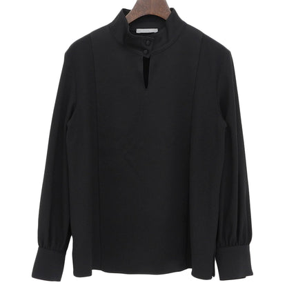 theory luxe セオリーリュクス 美品 トリアセテート混 スタンドカラー プルオーバー トップス レディース ブラック S32 03-5408255 25AW トップス