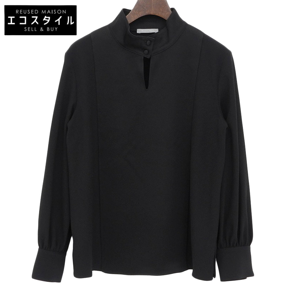 theory luxe セオリーリュクス 美品 トリアセテート混 スタンドカラー プルオーバー トップス レディース ブラック S32 03-5408255 25AW トップス