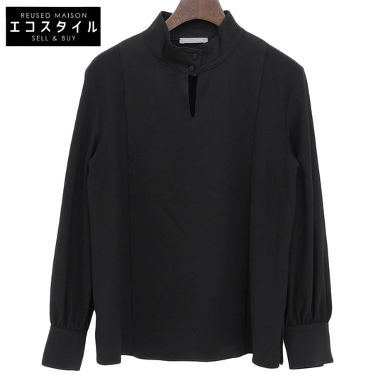 theory luxe セオリーリュクス 美品 トリアセテート混 スタンドカラー プルオーバー トップス レディース ブラック S32 03-5408255 25AW トップス