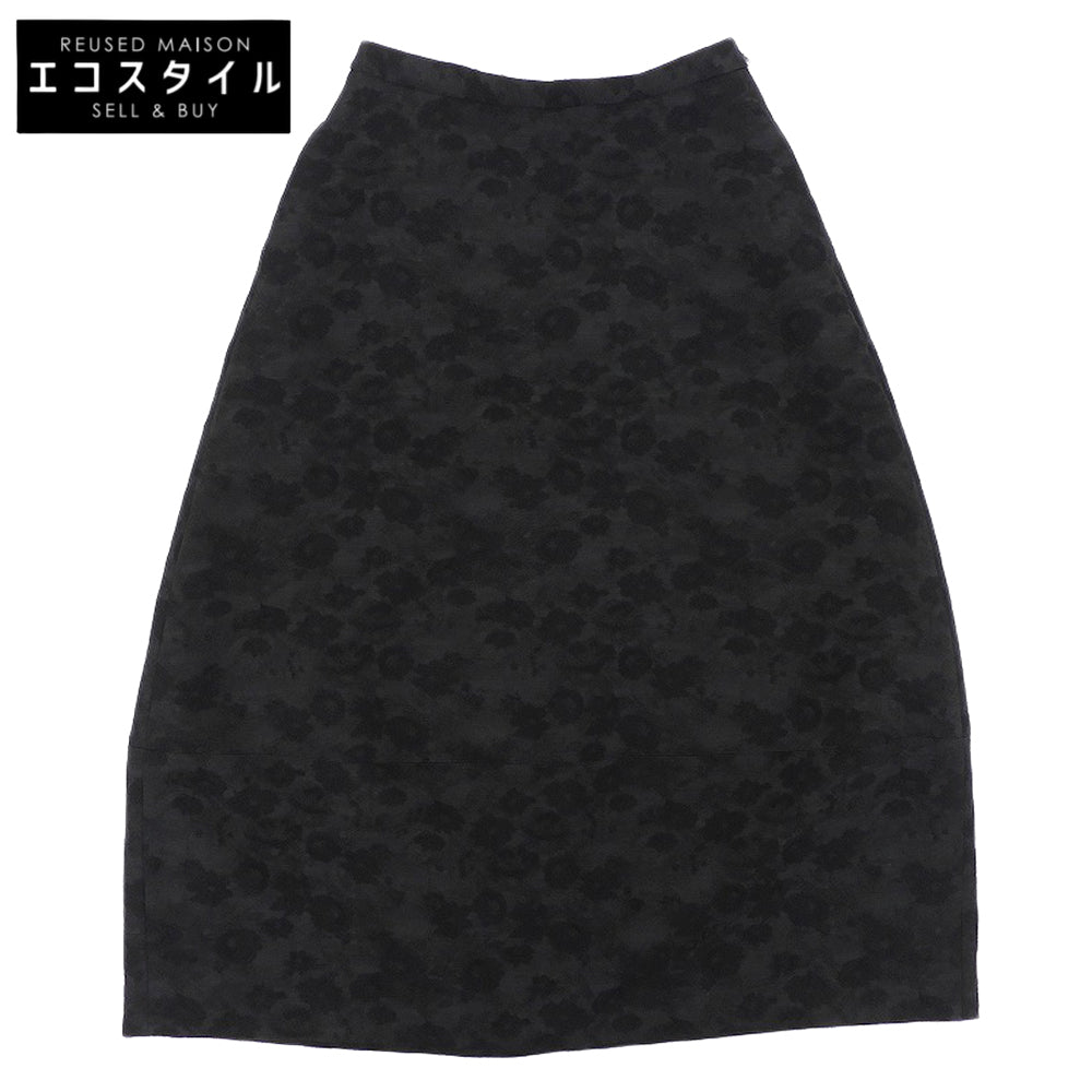 theory luxe セオリーリュクス 美品 フラワージャガード フレアロングスカート レディース 黒 ブラック S34 03-5407315 25AW スカート