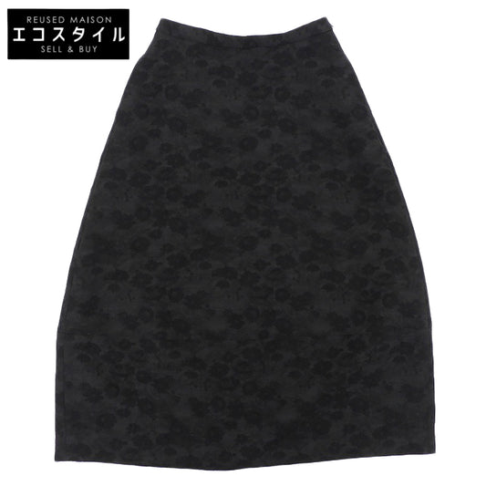 theory luxe セオリーリュクス 美品 フラワージャガード フレアロングスカート レディース 黒 ブラック S34 03-5407315 25AW スカート