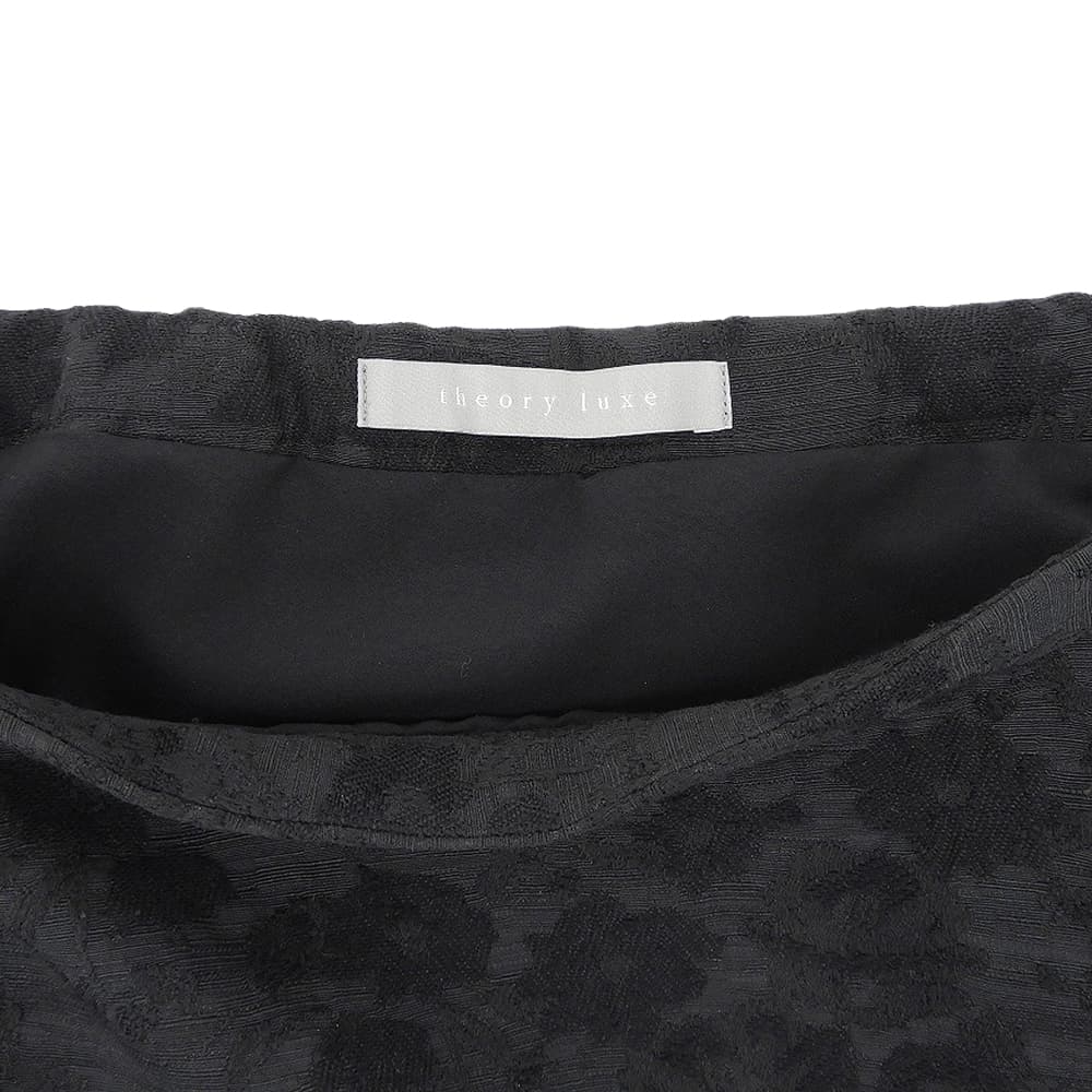 theory luxe セオリーリュクス 美品 フラワージャガード フレアロングスカート レディース 黒 ブラック S34 03-5407315 25AW スカート