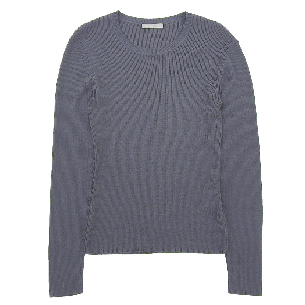 theory luxe セオリーリュクス 美品 ウール混 クルーネック リブニットソー トップス レディース チャコールグレー S32 03-5401792 25AW トップス