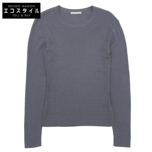 theory luxe セオリーリュクス 美品 ウール混 クルーネック リブニットソー トップス レディース チャコールグレー S32 03-5401792 25AW トップス