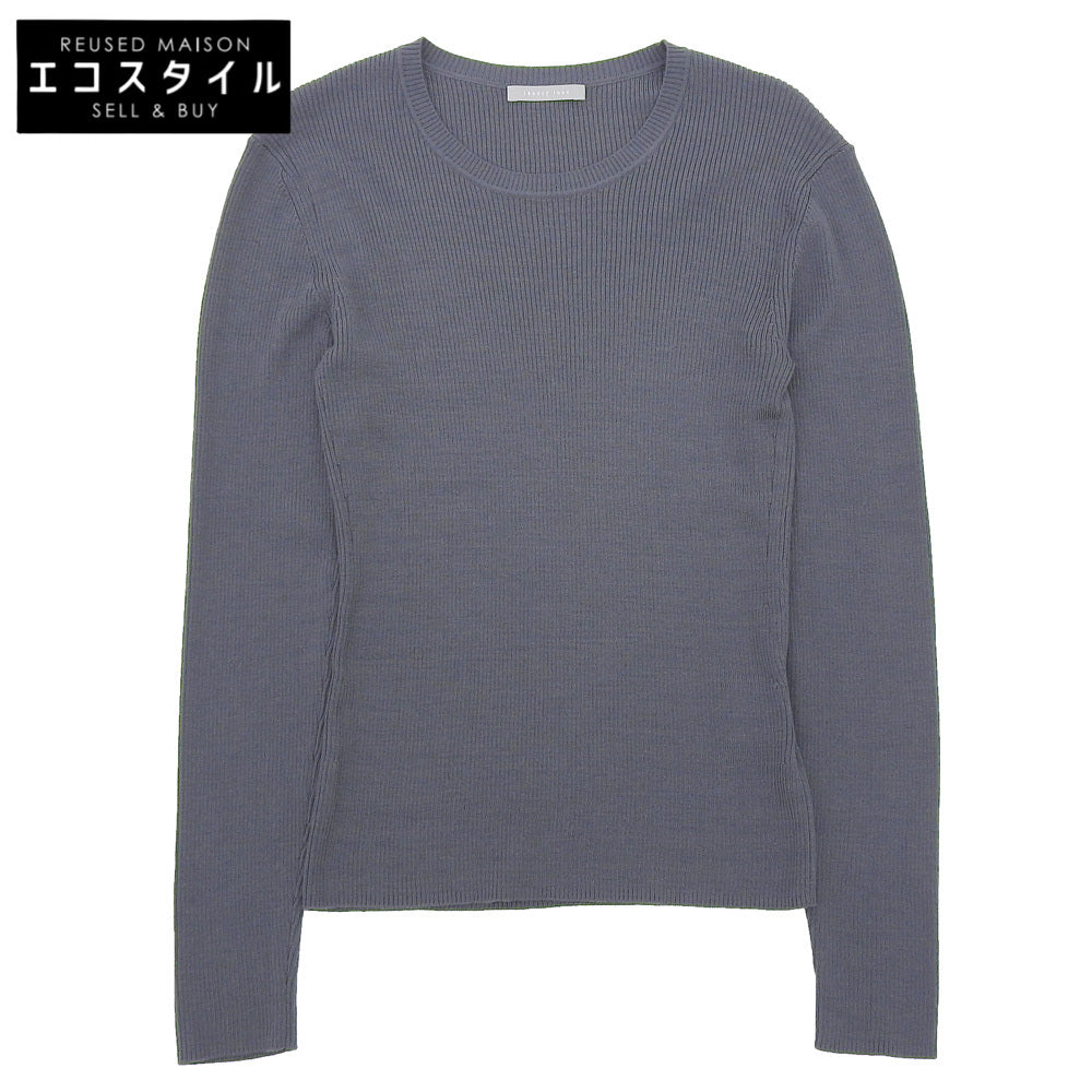 theory luxe セオリーリュクス 美品 ウール混 クルーネック リブニットソー トップス レディース チャコールグレー S32 03-5401792 25AW トップス