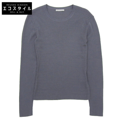 theory luxe セオリーリュクス 美品 ウール混 クルーネック リブニットソー トップス レディース チャコールグレー S32 03-5401792 25AW トップス