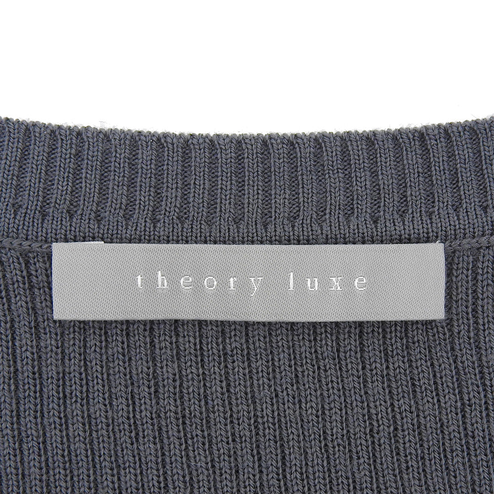 theory luxe セオリーリュクス 美品 ウール混 クルーネック リブニットソー トップス レディース チャコールグレー S32 03-5401792 25AW トップス