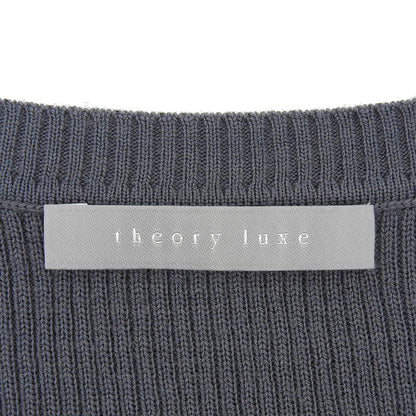 theory luxe セオリーリュクス 美品 ウール混 クルーネック リブニットソー トップス レディース チャコールグレー S32 03-5401792 25AW トップス