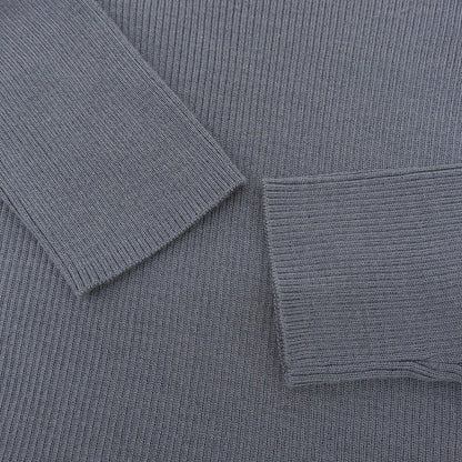 theory luxe セオリーリュクス 美品 ウール混 クルーネック リブニットソー トップス レディース チャコールグレー S32 03-5401792 25AW トップス