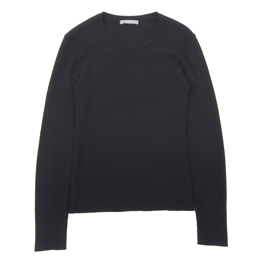 theory luxe セオリーリュクス ウール混 クルーネック リブニットソー トップス レディース 黒 ブラック S32 03-5401792 25AW トップス