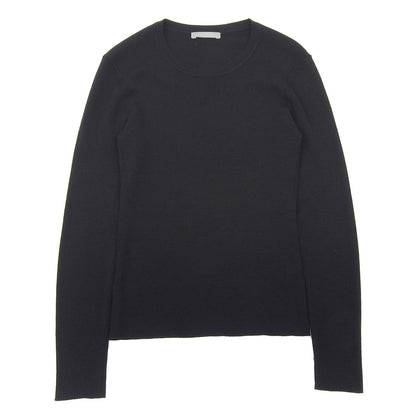 theory luxe セオリーリュクス ウール混 クルーネック リブニットソー トップス レディース 黒 ブラック S32 03-5401792 25AW トップス