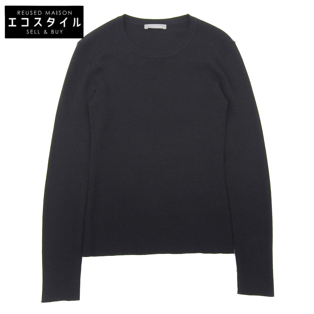 theory luxe セオリーリュクス ウール混 クルーネック リブニットソー トップス レディース 黒 ブラック S32 03-5401792 25AW トップス