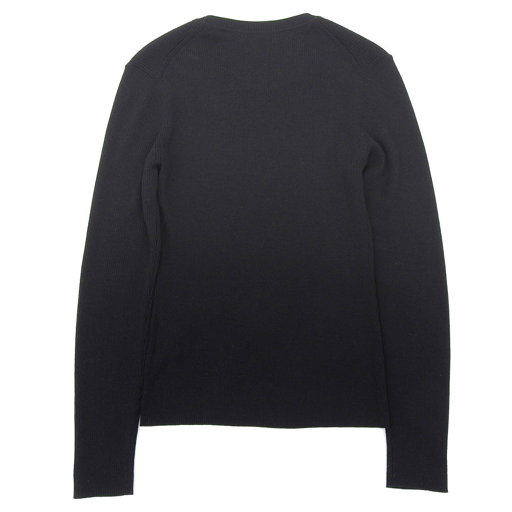 theory luxe セオリーリュクス ウール混 クルーネック リブニットソー トップス レディース 黒 ブラック S32 03-5401792 25AW トップス