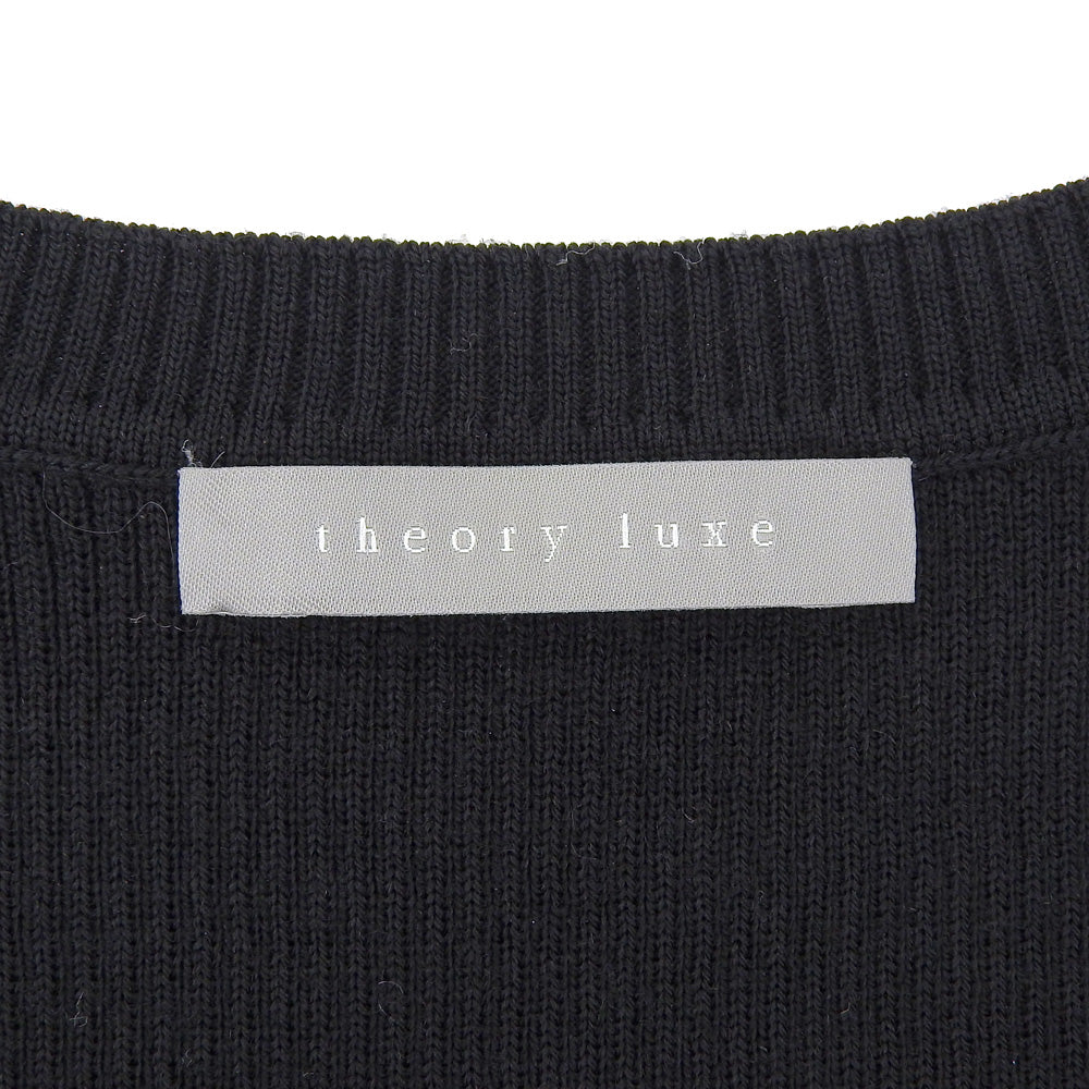theory luxe セオリーリュクス ウール混 クルーネック リブニットソー トップス レディース 黒 ブラック S32 03-5401792 25AW トップス