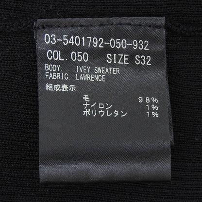 theory luxe セオリーリュクス ウール混 クルーネック リブニットソー トップス レディース 黒 ブラック S32 03-5401792 25AW トップス