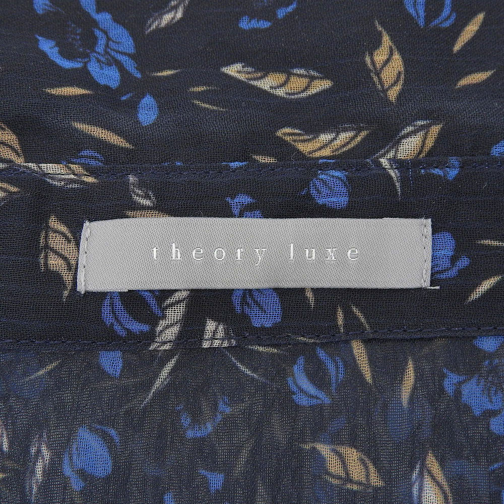 theory luxe セオリーリュクス 美品 ポリエステル フラワープリント ノースリーブシアーシャツワンピース ネイビー S32 03-5305500 25AW ワンピース