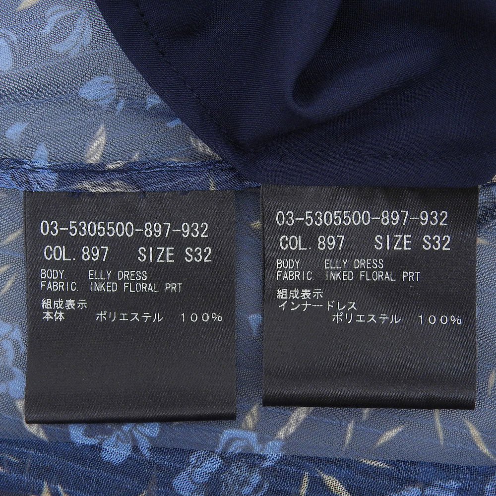 theory luxe セオリーリュクス 美品 ポリエステル フラワープリント ノースリーブシアーシャツワンピース ネイビー S32 03-5305500 25AW ワンピース