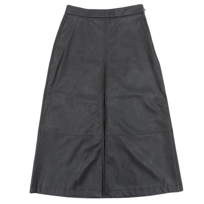 theory luxe セオリーリュクス 美品 フェイクレザー フロントタックロングフレアスカート レディース 黒 ブラック S32 03-5107315 25SS スカート