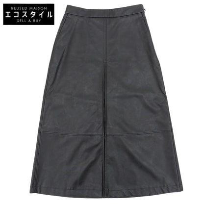 theory luxe セオリーリュクス 美品 フェイクレザー フロントタックロングフレアスカート レディース 黒 ブラック S32 03-5107315 25SS スカート