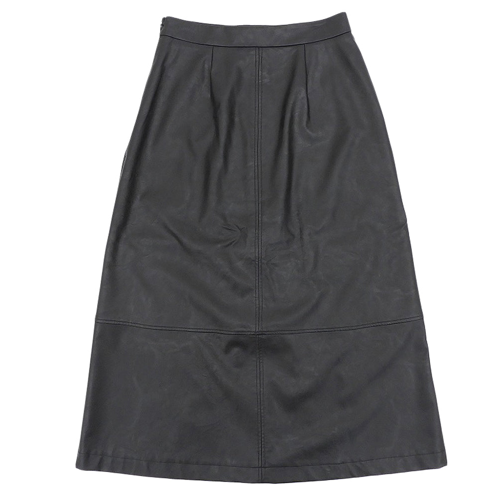 theory luxe セオリーリュクス 美品 フェイクレザー フロントタックロングフレアスカート レディース 黒 ブラック S32 03-5107315 25SS スカート